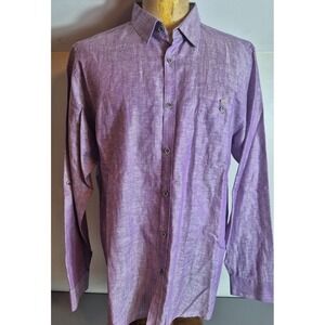 Ted Baker London Mens Linen Cotton Blend Button-Up Shirt Size 6 (XXL) Purple